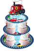 3-Tier Lide Road Train Cardboard Cupcake Stand - Birthday Party Supplies, Round Dessert Cake Tower for Train Theme Baby