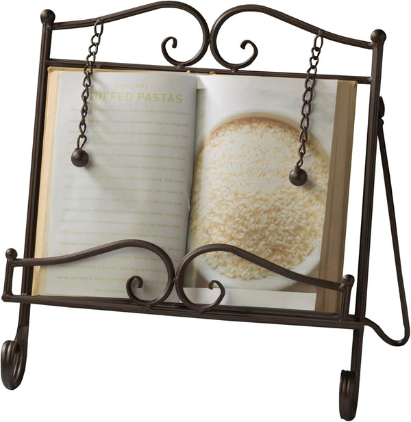Tripar Swirl Design Metal Cookbook Stand, Adjustable Free-Standing Holder for Tablet, iPad, and Cookbooks