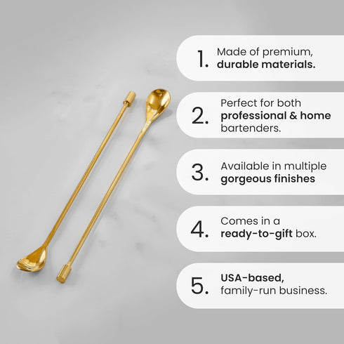 A Bar Above Bar Spoon Set Spiral Handle, Stainless Steel Mixing Spoons for Cocktail Mixer Set, Basic Professional or