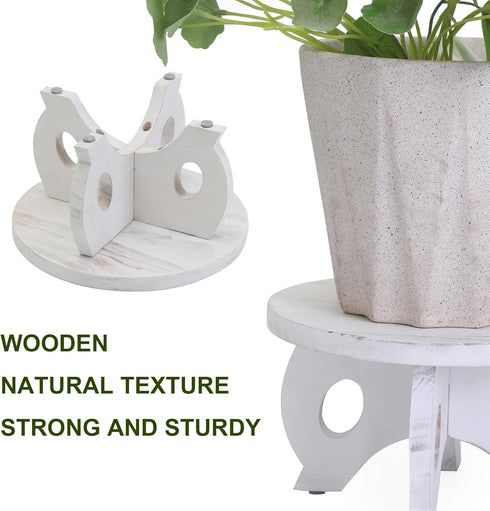 VZODESR 10 inch Small Plant Stand Kitchen Display Stand Plant Holder Plant Stool Round Stand Risers Farmhouse Rustic