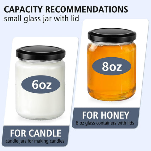 8 oz 20 Folinstall Small Glass Jars with Airtight Lids, Pcs Candle Jars for Candle Making, Wedding Party, Empty Food