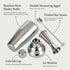 THECOSKY 24oz Set 1 oz 2oz Monogramm Set 304 Cocktail Shaker with Jigger - Initials Martini Shaker - Stainless Steel