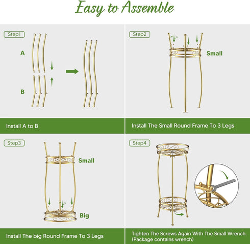 2 26.5" H HOMEXIN Plant Stand Indoor- Tier Metal Tall Plant Stand Flower Stand Holder Heavy Duty Rustproof Plant Shelf