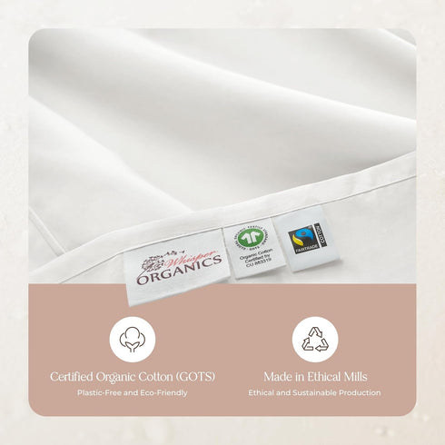 100% Organic Cotton Pillow Cases Queen Size Set of 2, 300 Thread Count, GOTS Certified, Soft & Breathable Pillowcases,