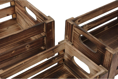 Farmhouse Wooden Crates Decorative Set of 3, Distressed Nesting Wood Crates for Storage and Home Decor