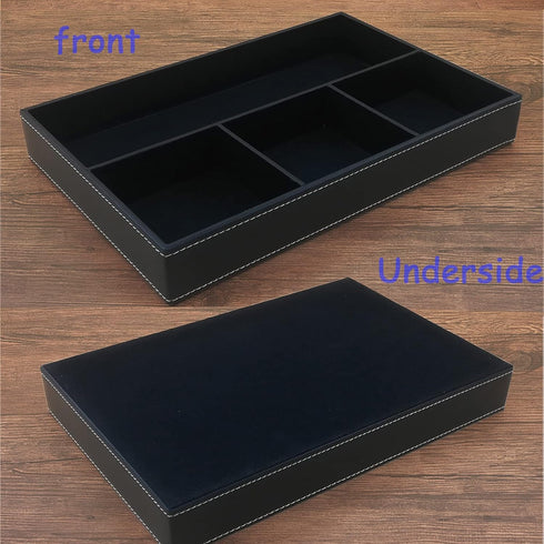 Desktop Storage Organizer, Nightstand or Dresser Valet Tray, PU Leather Drawer Storage Box