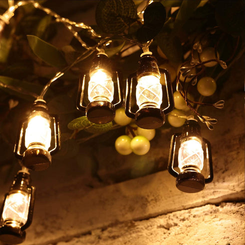 2 Set 9.8ft 40 Lantern String Lights of LED Lights Halloween Mini Lantern String Light Western Kerosene Light Rustic
