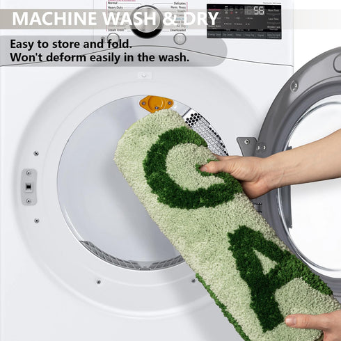 Get Naked Green Bath Mat Runner 18"x47" Non-Slip Shaggy Absorbent Machine Washable Bathroom Rug for Shower