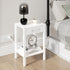 MMEOLUOOK 2-Tier MLBZ14WE End Table with Charging Station, Nightstand with Storage Shelf,Modern Side Table,Bedside