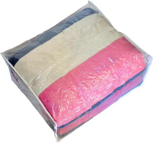 Set of 6 Clear Vinyl Storage Bags with Zipper, 24x20x11 Inch, Space Saver for Blanket, King Size Pillows