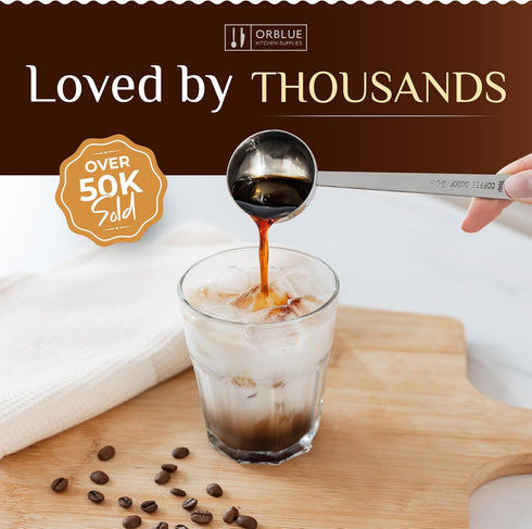 Orblue Premium Coffee Scoop Set - 1 Tbsp (15ml) & 2 Tbsp (30ml) Measuring Tablespoon, Pack of 2