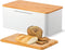 Phyllia Bread Box, Metal Bread Storage Container with Bamboo Lid Usable as
