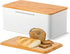 Phyllia Bread Box, Metal Bread Storage Container with Bamboo Lid Usable as