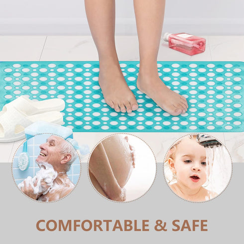 30 17 inch Bath Mat for Tub, x Non Slip Bathtub Mat Machine Washable Shower Mat with Suction Cups, Quick Drain Bathtub