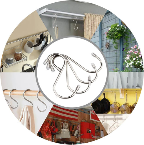 20 Pack 3.4" S Shaped Hooks, Stainless Steel Metal Hangers for Kitchen, Work Shop, Bathroom, Garden