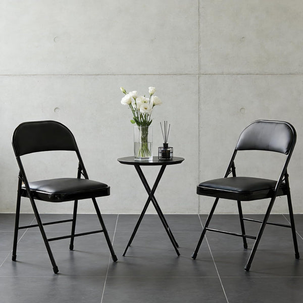 Simple Deluxe 2 Pack Portable Padded Folding Chairs, Leather Upholstered Seat Pad