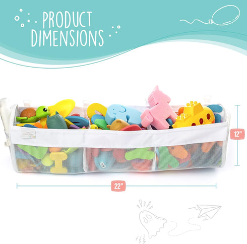 3 4 Comfylife Large Bath Toy Organizer Compartment Bath Toy Holder for Bathtub & Shower Quick-Dry Mesh with Strong
