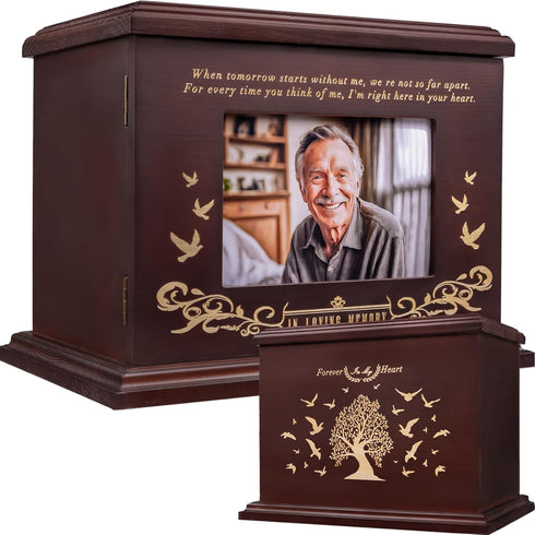 FurrySpace Cremation Urns for Human Ashes, Wooden Urn for Ashes Adult Male Female,