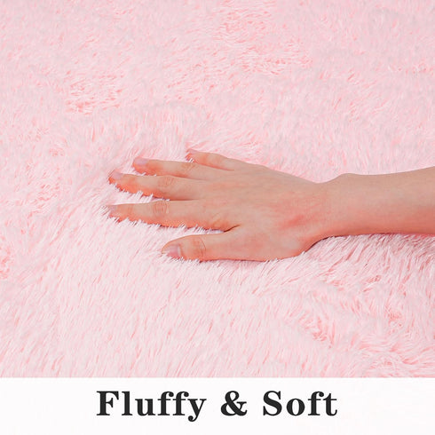 Super Fluffy Throw Rug for Bedroom, Modern Shag Pink Area Rug, Soft Plush Small Carpet for Kids and Teens