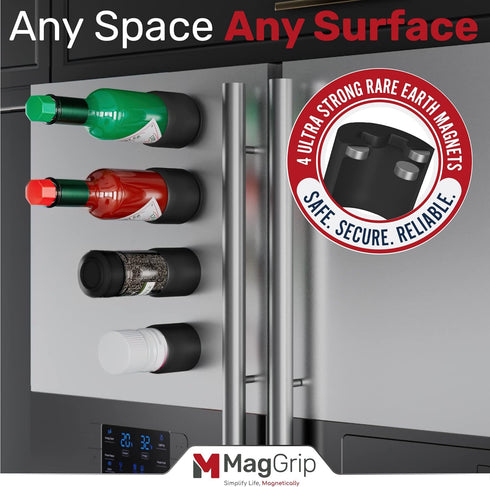 Magnetic Spice Jars Grip - RV Kitchen Organization Must-Haves, Space Saving 4pk in Black