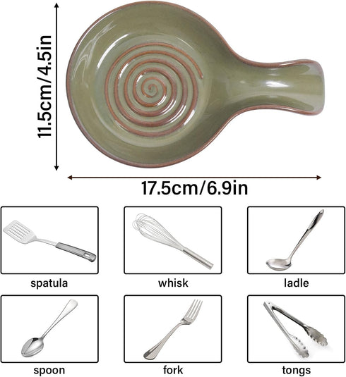 Spoon Rest for Kitchen, Ceramic Holder for Stove Top, Heat Resistant Utensil Rest, Dishwasher Safe, 3 Pack