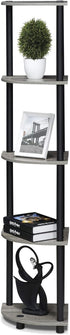 Furinno Turn-N-Tube 5 Tier Corner Display Rack, Multipurpose Shelving Unit, 1-Pack, French Oak Grey/Black