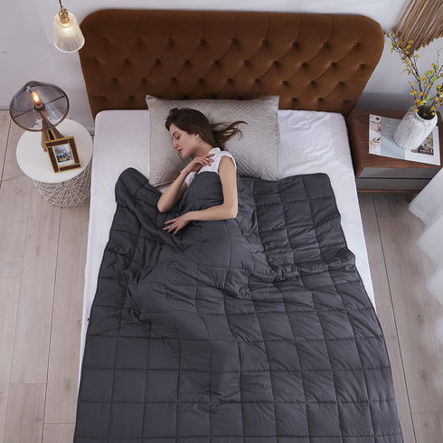 48"x72", 15lbs, L'AGRATY Weighted Blanket for Adults- Dark Grey, Twin Full Size Heavy Throw Blanket, Cooling