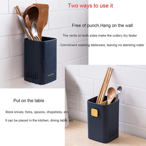 Kitchen Utensil Holder for Countertop, Multifunctional Draining Cutlery Storage Organizer, Wall Mounted or Standing