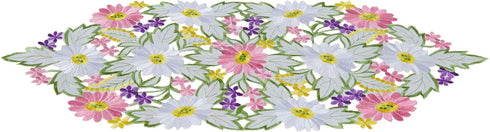 AMARED 13 34 Inch Spring Daisy Table Runners Embroidered Flowery Table Linen for Home Decoration X
