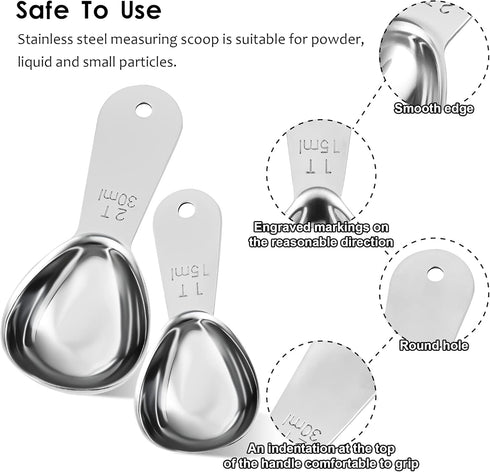 Smithccraft Measuring Coffee Scoop - 18/8 Stainless Steel Set of 2, Metric & US Tablespoons 15ml and 30ml