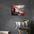 Japanese Bushido Wall Art, Red Samurai Pictures Canvas Painting for Bathroom Bedroom Living Room Office, Framed 16"x12"