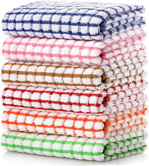 LAZI Kitchen Dish Towels, 16 Inch x 25 Inch Bulk Cotton Kitchen Towels, 6 Pack Dish Cloths for Dish Rags for Drying Dishes Clothes and Dish Towels by LAZI