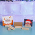 20 Pieces Rustic Wooden Place Card Holders with Brown Paper Cards for Wedding Reception Party Decoration, 2.75inch