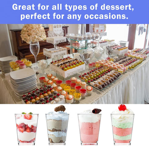 Monrocco 50 Pack 5 oz Plastic Dessert Cups with Lids and Spoons, Small Parfait Yogurt Pudding Cups with Lids for Party