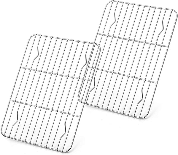 E-far Small Baking Rack Set of 2, Stainless Steel Roasting Cooking Racks, 8.6"x6.2", Dishwasher Safe