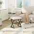 15.74" D11.81" W18.11" UHBD033Y YMYNY Vanity Stool, Linen Footrest Stool, Ottoman Bench with X-Shaped Metal Legs