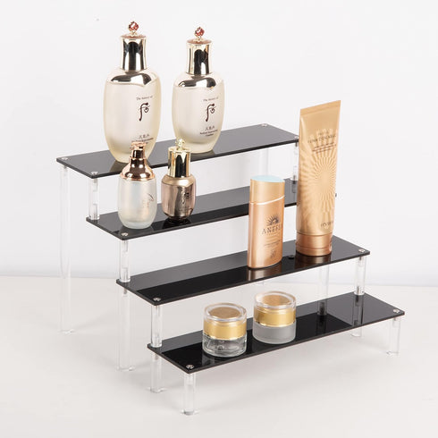 Display,4 Acrylic Stands for Tier Black Cupcakes Perfumes Figurines Display Stand Risers Shelf for Decoration