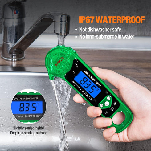 Digital Meat Thermometer for Grilling, Instant Read Waterproof Food Thermometer with Backlight for Cooking, BBQ