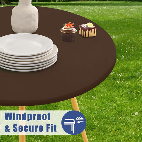 36"-44" Moosfor Round Spandex Tablecloth, Elastic Fitted Waterproof Tablecloths for Tables, Stretch Washable Picnic