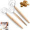 Danish Dough Whisk Sourdough Bread Mixer, 3 Pack Stainless Steel Dough Hook with Wooden Handle