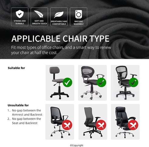DIVA EN CAMINO DEC Stretchable Desk Chair Seat Cushion Covers - Universal Spandex Slipcover for Office Chair, Removable