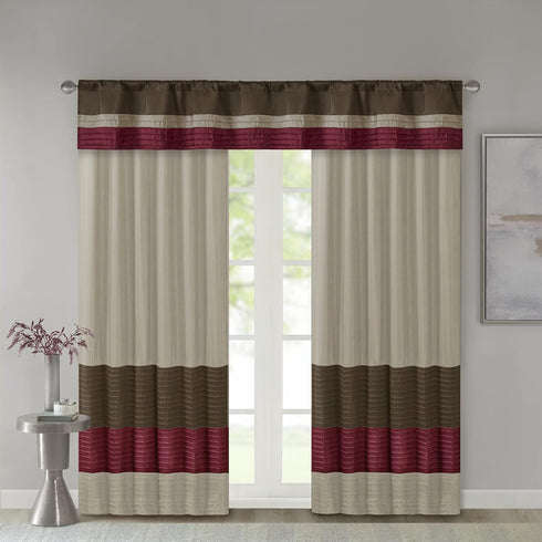 Madison Park Amherst Single Panel Faux Silk Rod Pocket Curtain with Privacy Lining for Living Room, Window Drapes for