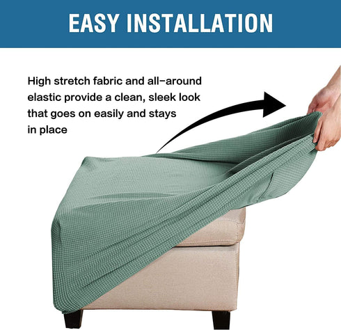 Square Jacquard Ottoman Covers Ottoman Slipcovers Folding Storage Stool Protector Elastic Bottom Stretch High Spandex