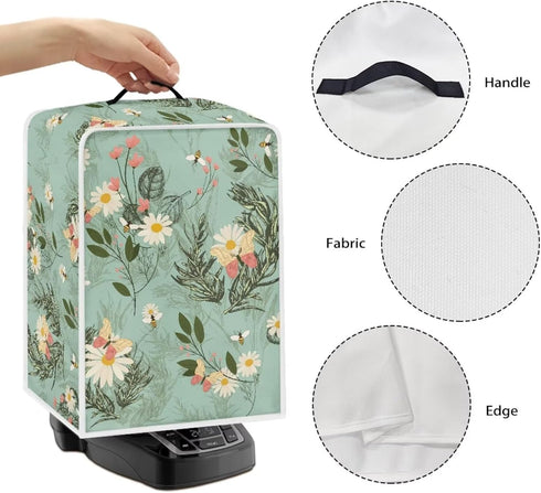 Coffee Maker Cover - Kitchen Appliances Protector for Most Standard Coffee Makers, Dust Cover with Daisy Leaf Design