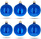 Set of 6 Glossy Blue Glass Ball Christmas Ornaments, 3.25 Inches