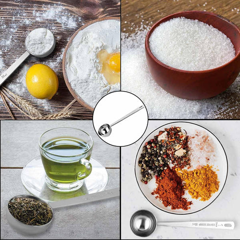 2 Pcs Coffee Scoop Set, 18/8 Stainless Steel Measuring Spoons (1 Tablespoon & 2 Tablespoon) with Long Handle