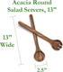 Lipper International Acacia Round Salad Servers, One Pair, 13" Long