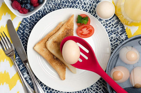 Silicone Nonstick Slotted Spoons Set, 2 High Heat Resistant Cooking Baking Spoons for Stirring, Mixing, Serving, Red
