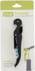 True Brands TrueTap Double Hinged Waiters Corkscrew, Stainless Steel Wine Key with Foil Cutter, Black Blue, Set of 1