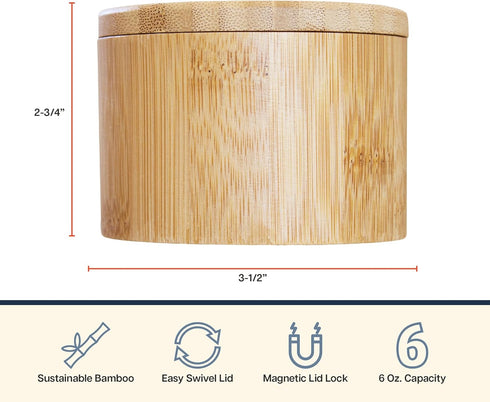 Totally Bamboo Salt Cellar with Swivel Lid – Bamboo Spice Box Storage Container for Kitchen Countertop – Ideal for Sea